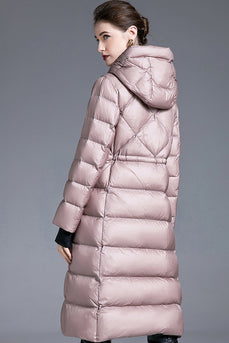 Jaqueta rosa de mangas compridas de inverno com bolsos