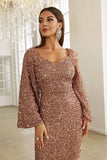 Borgonha Sparkly Sequin Sereia Vestido Longo Feriado