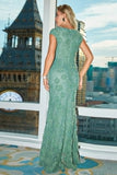 Sereia Verde Applique Floor-Length Prom Dress Com Fenda