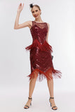 Champanhe brilhante Sequins franjado 1920s Gatsby Dress