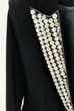 Blazer Sparkly Black Prom Mulheres Com Missangas