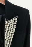 Blazer Sparkly Black Prom Mulheres Com Missangas