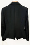 Elegante diamante frisado duplo peito slim mulheres blazer