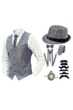Preto Single Breasted Men's Suit Vest com Acessórios set