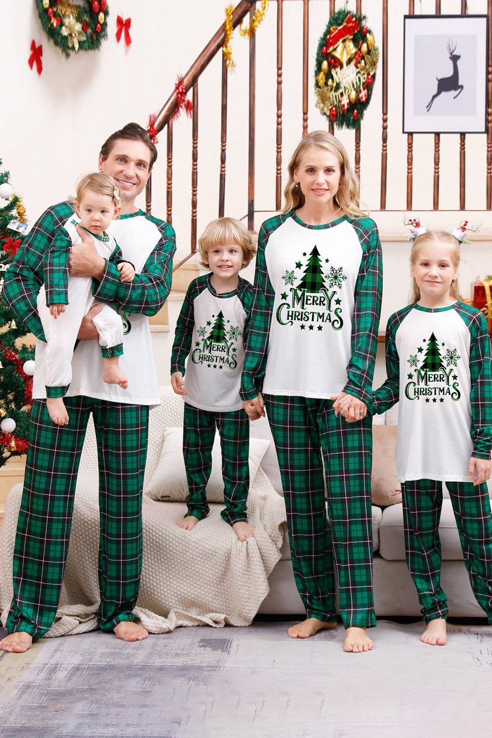 Plaid Matching Família Conjuntos de Pijamas de Natal