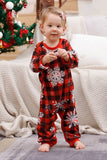 Pijamas de Natal da Família Combinando Plaid com Floco de Neve