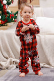 Pijamas de Natal da Família Combinando Plaid com Floco de Neve