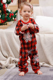 Pijamas de Natal da Família Combinando Plaid com Floco de Neve