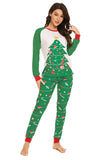 Árvore de Natal Verde Família Combinando Conjunto de Pijama