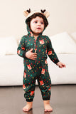 Verde escuro impresso família Natal One Piece Pijamas