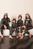 Verde escuro impresso família Natal One Piece Pijamas