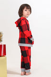 Natal Família Red Grid Bear Print Pijamas set