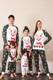 Conjunto de pijamas da família de Natal de veado verde escuro