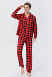 Red Plaid Natal Família Combinando 2 Peças Pijamas set