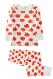 Laranja Print Natal Família Combinando Conjunto de Pijamas