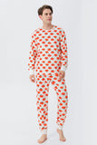Laranja Print Natal Família Combinando Conjunto de Pijamas