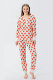 Laranja Print Natal Família Combinando Conjunto de Pijamas