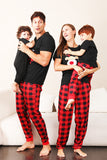 Red Plaid Natal Família combinando conjunto de pijamas com mangas curtas