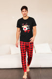 Red Plaid Natal Família combinando conjunto de pijamas com mangas curtas
