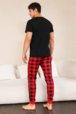 Red Plaid Natal Família combinando conjunto de pijamas com mangas curtas