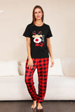 Red Plaid Natal Família combinando conjunto de pijamas com mangas curtas