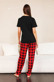 Red Plaid Natal Família combinando conjunto de pijamas com mangas curtas