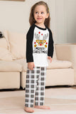 Preto e Branco Plaid Natal Veados Família Pijama set