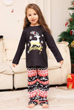 Natal Veado Preto e Família Floco de Neve combinando conjunto de pijamas