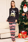 Natal Veado Preto e Família Floco de Neve combinando conjunto de pijamas