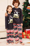 Natal Veado Preto e Família Floco de Neve combinando conjunto de pijamas