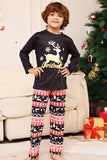 Natal Veado Preto e Família Floco de Neve combinando conjunto de pijamas