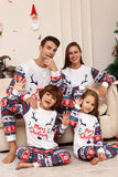 Veado branco e azul Snowflake Padrão Natal Família Combinando Pijamas set