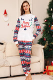 Veado branco e azul Snowflake Padrão Natal Família Combinando Pijamas set