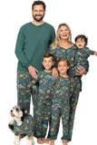 Natal Família Combinando Pijama set Verde Animal Padrão Imprimir Pijama