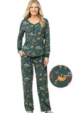 Natal Família Combinando Pijama set Verde Animal Padrão Imprimir Pijama