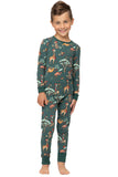 Natal Família Combinando Pijama set Verde Animal Padrão Imprimir Pijama