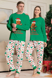 Natal Família Combinando Pijamas Verde Papai Noel Print Pijamas set