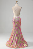 Hot Pink Sparkly Sereia Prom Dress com Fenda