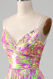 Hot Pink Sparkly Sereia Prom Dress com Fenda