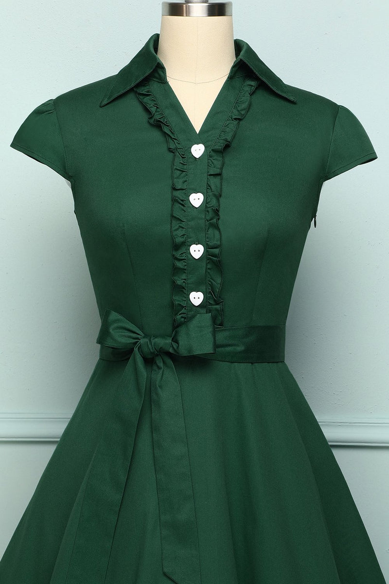 Carregar imagem no visualizador da galeria, Verde escuro vestido retro