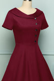 Borgonha Botão Vestido