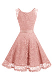 Blush V-Neck Lace Party Dress com faixa