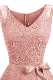 Blush V-Neck Lace Party Dress com faixa