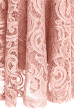 Blush V-Neck Lace Party Dress com faixa