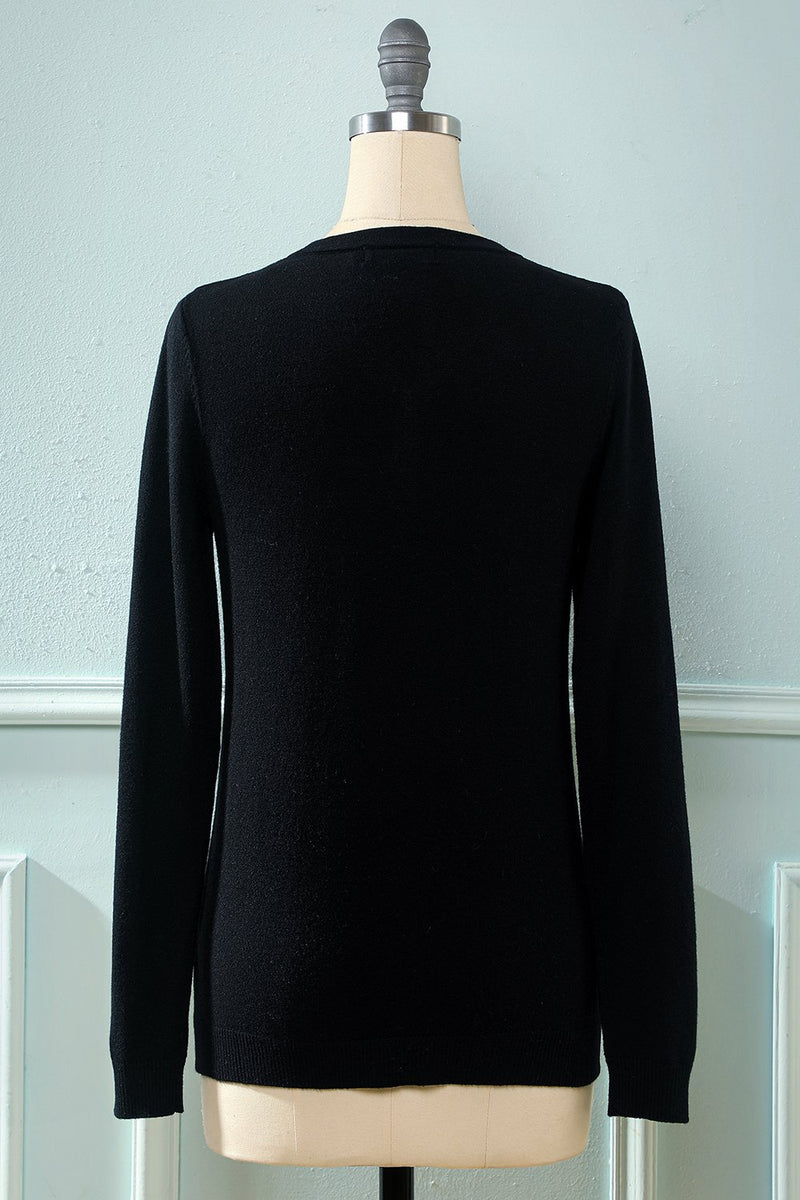 Carregar imagem no visualizador da galeria, Camisola pullover preta kniitted