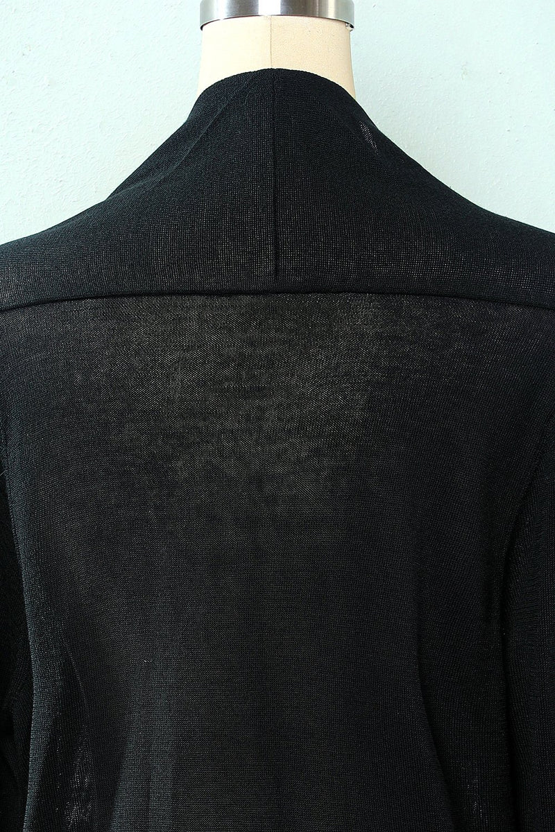 Carregar imagem no visualizador da galeria, Cardigan de malha de manga comprida preta
