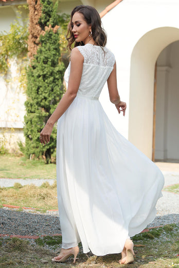 Vestido de renda comprida branca