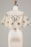 Sequins Black Glitter Cabo dos anos 1920 com Missangas