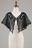 Sequins Black Glitter Cabo dos anos 1920 com Missangas