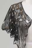 Sequins Black Glitter Cabo dos anos 1920 com Missangas